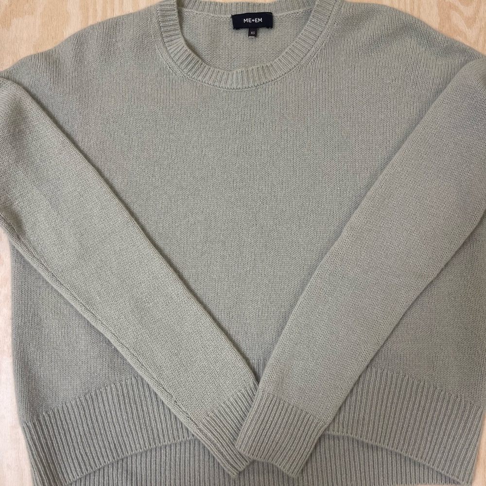 ME+EM Women's Sage Green Cashmere Crew Neck Sweater SOLD
